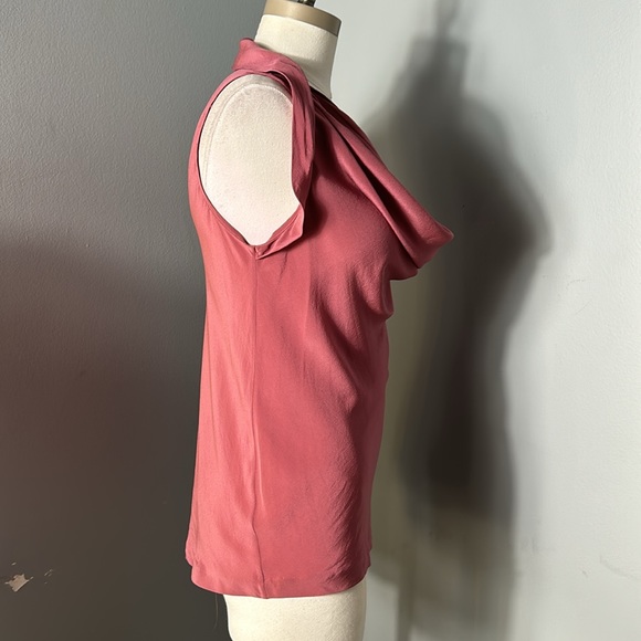 J. Crew Silk Rose Color Pink Women's Elegant Cowl Neck Sleeveless Solid Blouse S - Picture 5 of 8